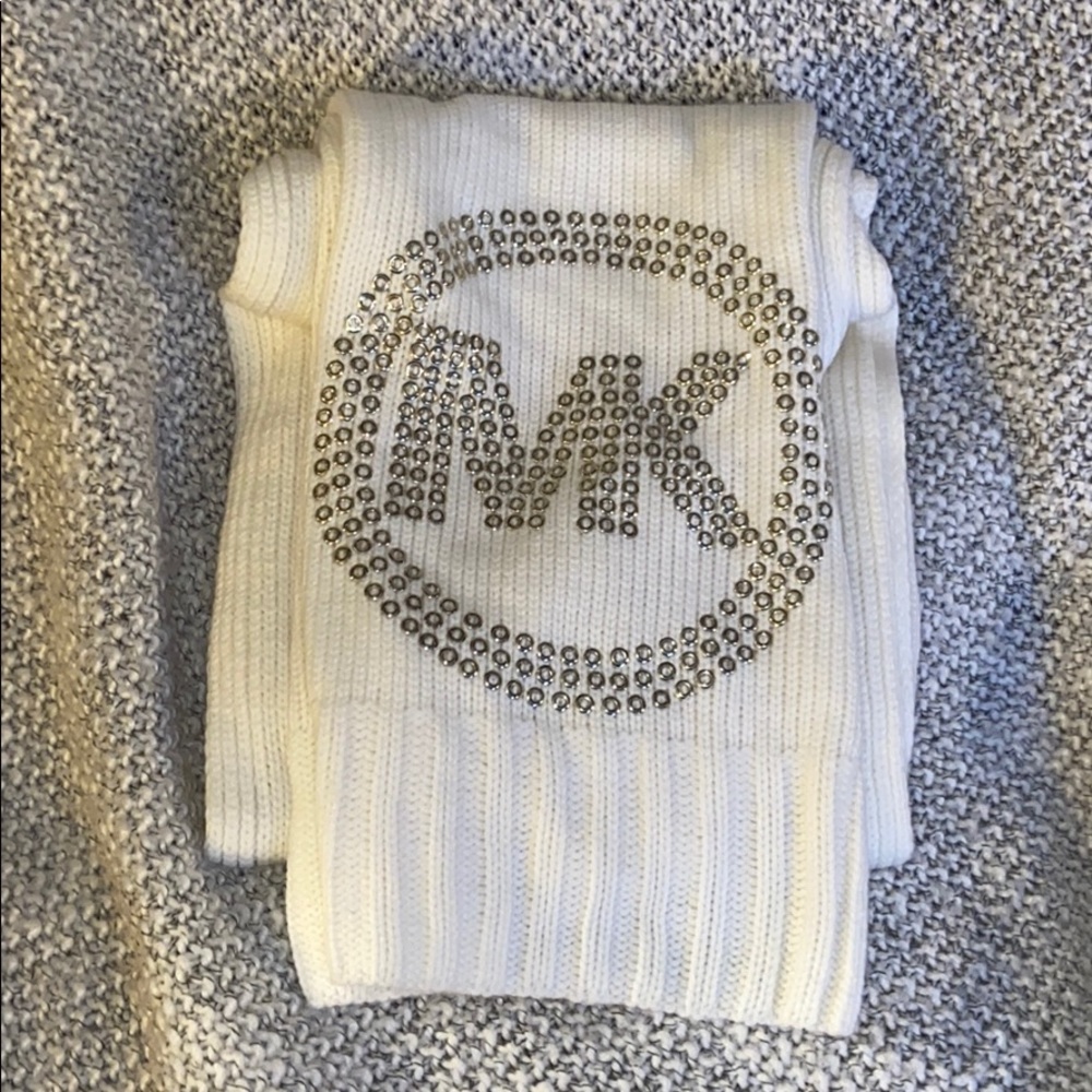 Michael Kors White Sparkly Logo Scarf